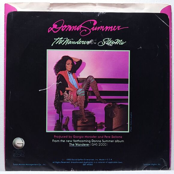 Donna Summer 45 PS ONLY The Wanderer / Stop Me on Geffen VG Disco - Picture 2 of 2
